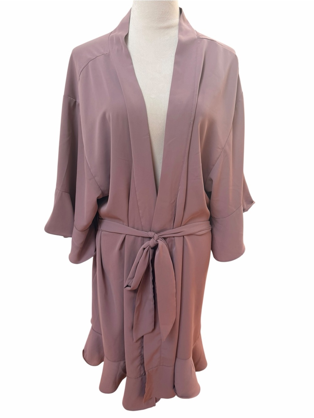 Birdy Grey Women's XL / XXL Kenny Robe Mauve Blush Pink Satin Robe with Tie Belt